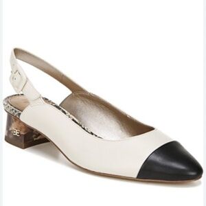 Sam Edelman- Cream with Black Toe Cap Slingback Heels -Sadira
